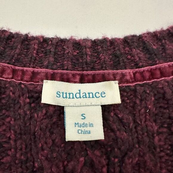 Sundance Womens Pullover Sweater Size S Dark Purple Cable Knit V-neck Soft - Picture 6 of 12